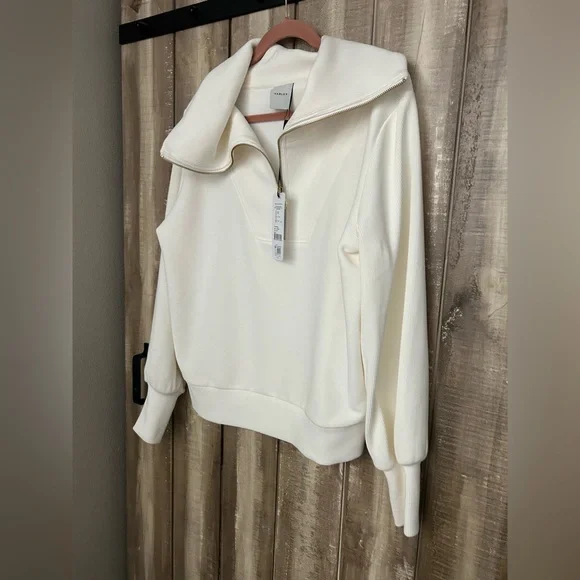 NWT Varley Vine half-zip cream Sweatshirt , M - Picture 7 of 9